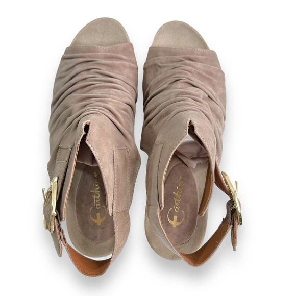 Earthies Wedge Sandal Heels Sz 10 Bonaire Too Leather Slouch Open Toe Sling Back - Picture 5 of 11